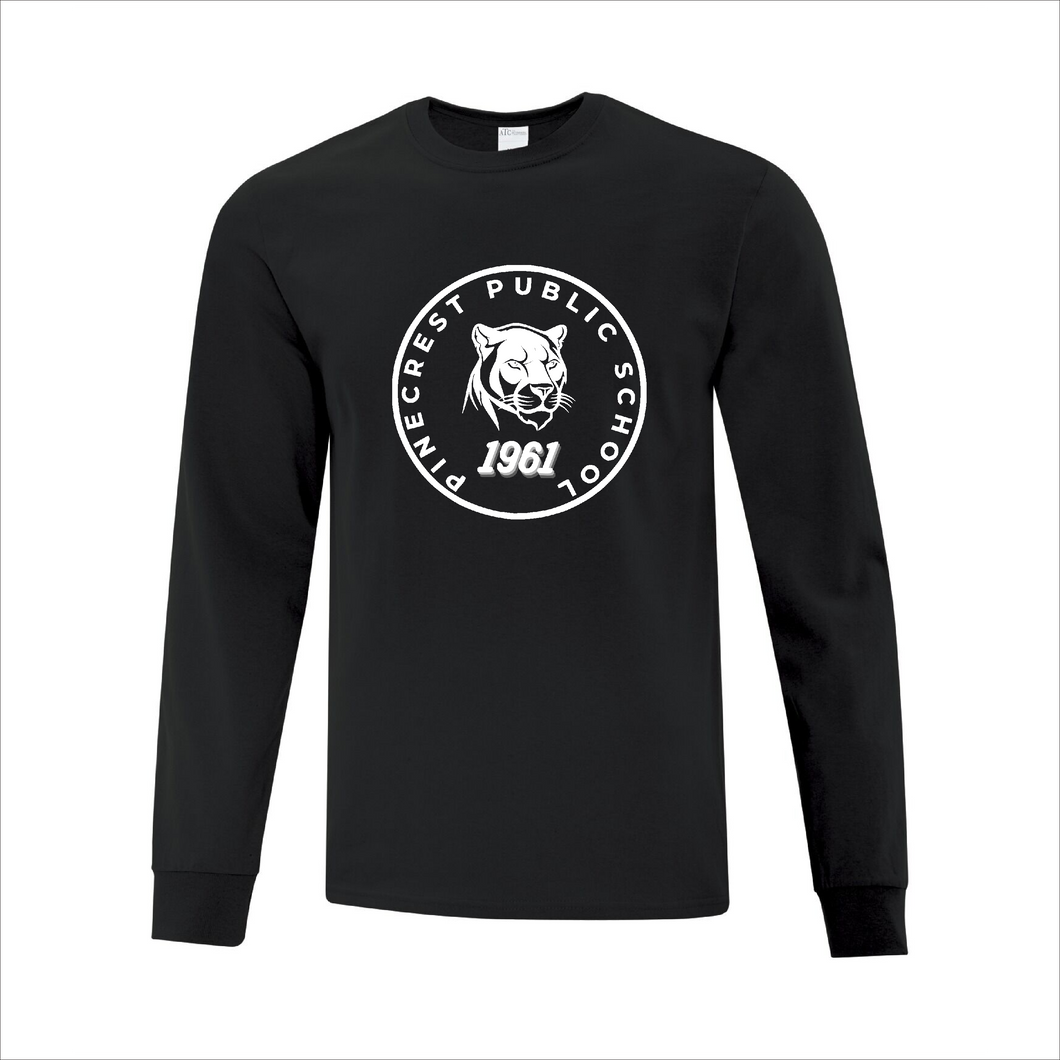 Adult Black Long Sleeve T-Shirt - Pinecrest Public School